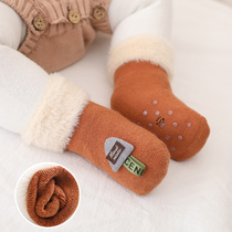 婴幼儿袜子秋冬季加厚新生儿小童棉袜宝宝加绒保暖中筒袜卡通配饰