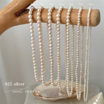 s925纯银ins圆形淡水珍珠项链法式叠戴简约百搭短款锁骨链轻奢女