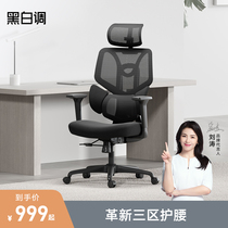 黑白调三区护腰人体工学椅电脑椅舒适办公椅久坐老板椅子电竞椅