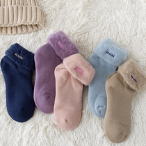 袜子女冬季加绒加厚羊毛保暖中筒袜纯棉可爱毛袜冬天超厚毛巾女袜