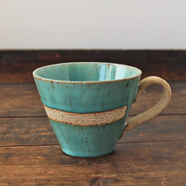 日本原装进口 手工青均窑复古咖啡杯 日式釉下彩陶制器皿