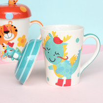 泰国进口卡通儿童陶瓷马克杯带盖早餐杯牛奶杯情侣杯子生肖水杯