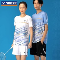 新款victor胜利羽毛球服运动套装夏季男女比赛速干透气大赛服短袖