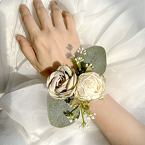 伴娘手腕花新娘结婚手花韩式小清新绿色草坪婚礼户外装饰拍照手环