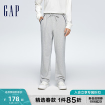 Gap男装2024春季新款美式复古宽松针织卫裤休闲直筒长裤889717