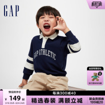 Gap男幼童春季2024新款复古学院风翻领卫衣儿童装洋气上衣891597