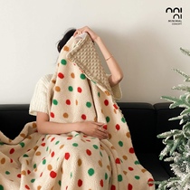 Minimal Concept韩国小众彩色新年波点氛围感双面羊羔绒暖肤毯子