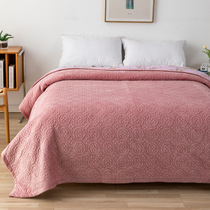 简约纯色毛毯冬季加厚床单宝宝绒保暖短绒床盖夹棉外贸加厚衍缝被