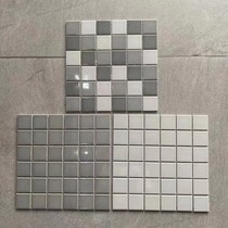 灰色陶瓷马赛克瓷砖厨房卫生间阳台背景墙亮哑光灰色格子3002548