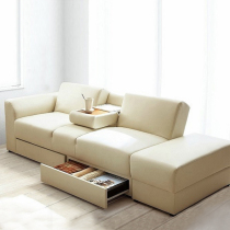 客厅双人现代多功能沙发床实木 可储物折叠pu皮沙发两用日式沙发