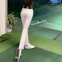 新款高尔夫女装裤子女士球裤显瘦白色长裤高腰弹力女裤运动微喇裤