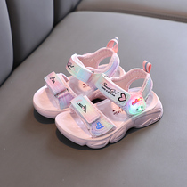 女童凉鞋2022年夏季新款女宝宝鞋子儿童沙滩鞋亮灯软底防滑学步鞋
