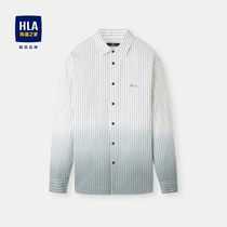 HLA/海澜之家外套款长袖衬衫24春夏新纯棉宽松条纹吊染长白衬衫男