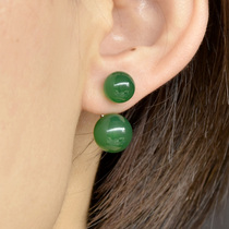 S925纯银耳钉女绿玛瑙耳环双面耳钉防过敏气质个性时尚饰品622