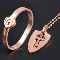 情侣同心锁手镯礼物一对潮牌项链女手链小众设计创意礼物送女友