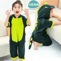 恐龙衣服儿童连体睡衣纯棉卡通造型主题男孩服装女童动物男童夏季