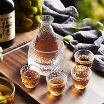 玻璃温酒器套装家用白酒分酒器日式锤纹清酒温酒壶日本酒杯子酒具