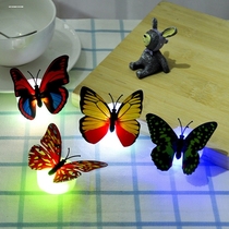发光七彩蝴蝶灯装饰墙壁灯LED可粘贴发光仿真蝴蝶闪光蝴蝶