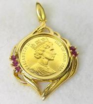 日本二手珠宝奢侈品代购工艺18k黄金伊丽莎白女王红宝石吊坠包邮