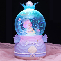 儿童水晶球音乐盒旋转八音盒女孩女童生日礼物美人鱼公主创意摆件