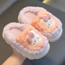 儿童棉拖鞋冬季男女童室内防滑亲子宝宝小孩卡通保暖家居包跟棉鞋