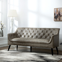 美式复古三人双人皮艺沙发 小户型客厅意式欧式轻奢皮质沙发