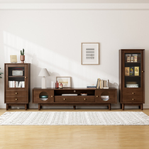 北欧实木电视柜组合柜现代简约高低地柜落地储物柜小户型客厅家具