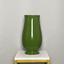 景德镇陶瓷花瓶大口圆肚绿色花瓶瓷器摆件橱窗客厅装饰品插花简约