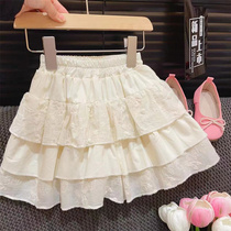 HHkids白色蕾丝蛋糕裙半身裙女童夏季高公主蓬蓬裙短裙FQZ243