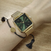 CLUSE 时尚手表女简约复古绿色方形表盘学生表小方块石英欧美腕表