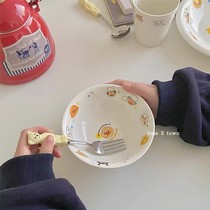 ins风卡通面包超人和小熊陶瓷碗饭碗童趣儿童餐具可爱少女心汤碗