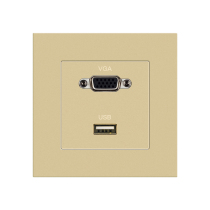 金色86型多媒体插座VGA电脑投影仪视频线插座带USB数据传输口面板