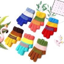 冬季可爱儿童手套冬季保暖男女中童防冻卡通针织毛线五指小孩防寒
