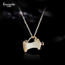 法国Eternelle珠宝欧式古典设计项链轻奢小众和田玉吊坠银锁骨链