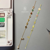 彩宝系列 原创设计 彩色宝石925银手链黄粉水晶石榴石复古法式