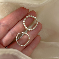 为晚原创珍珠戒指女款小珠ins小众设计简约极细时尚食指尾戒潮流