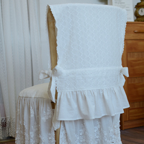 定制法式椅背套沙发靠背巾纯棉简约家用餐椅套罩欧式现代白色刺绣
