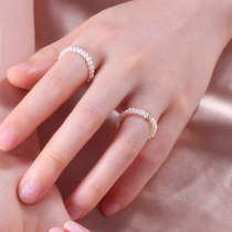 小绿叶时尚个性小珍珠戒指女小众设计指环食指戒小珠饰品素圈轻奢