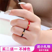 小金珠戒指女时尚个性钛钢金豆豆红绳尾戒小指ins潮小众设计