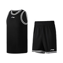 李宁男夏季运动休闲篮球比赛服训练透气背心球衣短裤套装AATR011