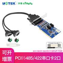 UTEK宇泰UT-712 PCI转2口光电隔离RS485/422转换器 485接口板卡
