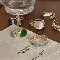 戒指设计感高级感女时尚个性冷淡小众日式轻奢欧美ins祖母绿指环