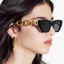 欧美大方框金链条墨镜女士太阳镜优雅高级感防紫外线大框遮阳眼镜