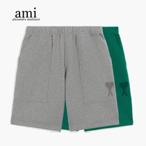【现货折扣】Ami Paris 经典刺绣爱心短裤运动纯棉五分裤男女款
