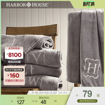 Harbor House双面法兰绒披毯毛毯办公室午睡毯子字母绒毯Monogram