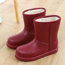高档冬季雨户洗外k男雪地靴水防滑保暖中筒中年一体棉鞋加防绒