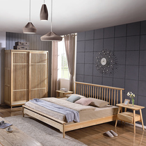 推荐北欧白腊木床全实木1.8米卧室双人床1.5米日式床婚床现代简约