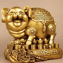 纯铜金猪存钱罐摆件能进能出福猪存钱筒家用办公室前台装饰生肖猪