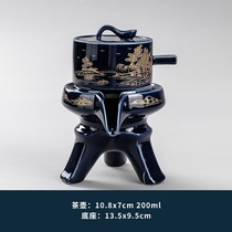 陶瓷懒人功夫茶具套装家用单个旋转石磨自动N泡茶壶玻璃冲茶器茶