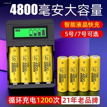 话筒充电电池5号玩具4800大容量通用充电器套装aa五七可充电7号